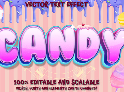 Candy editable vector text effect colorful