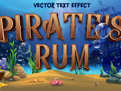Pirate's Rum editable vector text effect symbol