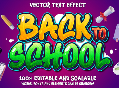 Back to School editable vector text effect student