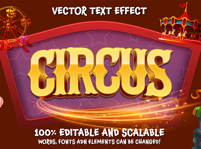 Circus editable vector text effect acrobatics