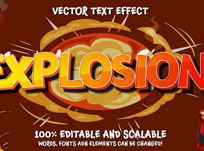 Explosion Boom editable vector text effect celebration