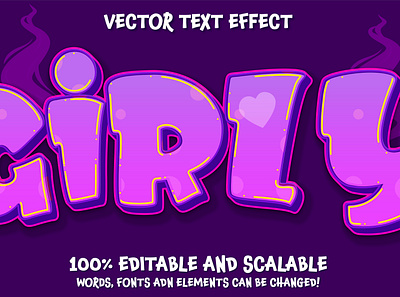 Girly editable vector text effect soft