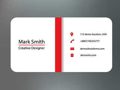 Simple white and red color business card business card red simple white
