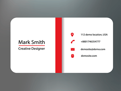 Simple white and red color business card