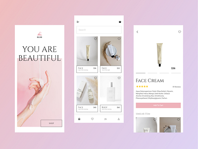 Skincare Beauty App Design Mobile App app beaty branding design e commerce ui ux