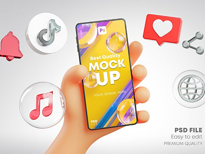 Cute Hand Holding Phone Mockup Social Media Pack