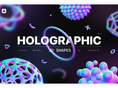 Holographic 3D Shapes Textures Collection