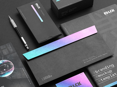 Holographic Black Branding Mockups