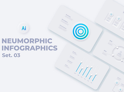 Neumorphic Infographics analytics blur business button chart clean concept data diagram gradient infographic interface minimal minimalism minimalist neumorphic neumorphism presentaton template white