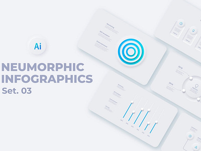 Neumorphic Infographics analytics blur business button chart clean concept data diagram gradient infographic interface minimal minimalism minimalist neumorphic neumorphism presentaton template white