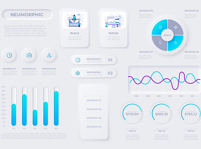 Neumorphic Infographic Elements application button clean elements graphic grey infographic interface neumorphic neumorphism scratch screen set template ui user interface ux web elements website white