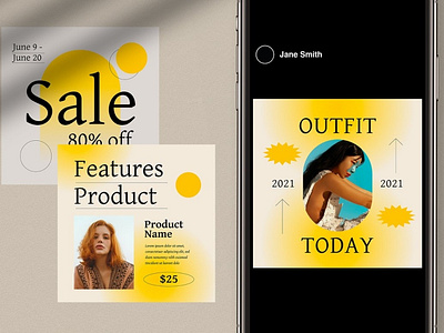 Yellow Instagram Posts & Stories Templates