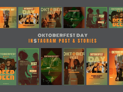 Oktobefest Day Festival Instagram Posts & Stories colorful company corporate instagram instagram post instagram posts instagram stories instagram story instagram story template instagram template instagram templates oktobefest oktoberfest photography pitch deck portfolio posts stories studio unique