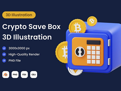 Crypto Save Box 3D Illustration