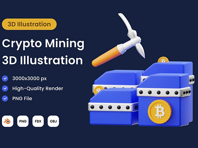 Crypto Mining 3D Illustration