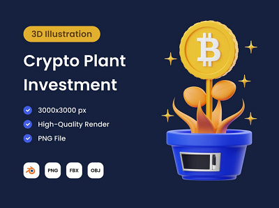 Crypto Plant Investment 3D Illustration 3d 3d concept 3d illustration 3d illustrations app apps concept landign page landing page pages process ui user interface ux web web app web design web development website