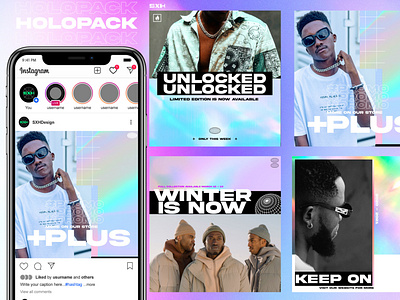 Holographic Instagram Posts & Stories Kit