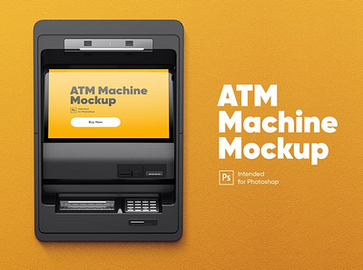 ATM Machine Mockup atm background brand branding cash cashpoint commercial design editable illustration logo logotype machine mockup money pay payment presentation ui