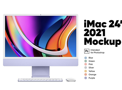 iMac 24” 2021 Mockup abstract clean device display laptop mac macbook mockup phone phone mockup presentation realistic simple smartphone theme ui ux web webpage website