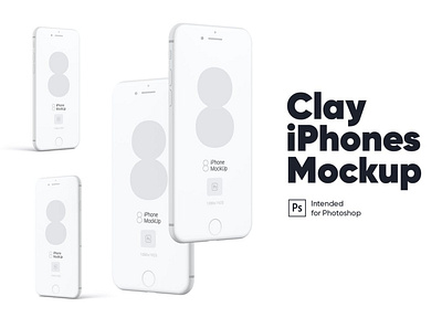 Clay iPhones Mockups Set abstract clean device display laptop mac macbook mockup phone phone mockup presentation realistic simple smartphone theme ui ux web webpage website