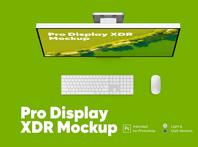 Pro Display XDR (Light & Dark) Mockup abstract clean design device display laptop mac macbook mockup phone phone mockup presentation realistic simple smartphone theme ui ux web webpage