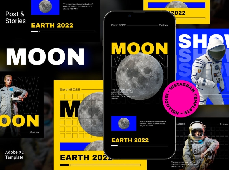 Moon Instagram Posts & Stories by Graphic Assets on Dribbble