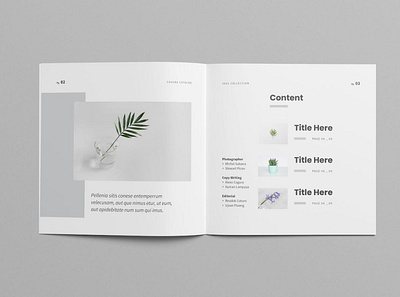 Minimal Square Catalog botanic branding brochure catalog clean design editorial elegant indesign layout magazine marketing minimal photography portfolio print product promotion square template