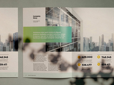 Company Brochure Layout agency brochure business company corporate design graphic green indesign infographic layout marketing modern pitch presentation services simple startup templates yellow