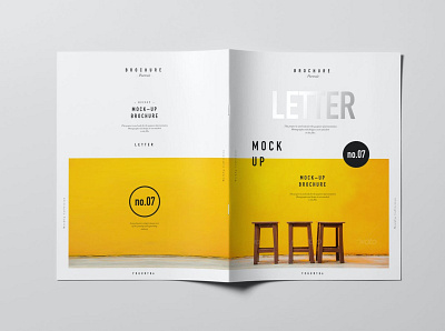 US Letter Brochure Mockups agency bifold booklet brochure brochure mockup brochure template catalog catalogue company corporate gold letter magazine photorealistic portrait presentation realistic simple stamp us letter