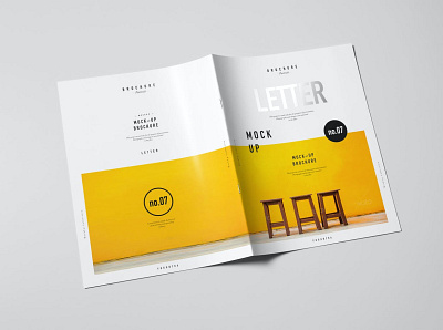 US Letter Brochure Mockups agency bifold booklet brochure brochure mockup brochure template catalog catalogue company corporate gold leaflet letter magazine portrait presentation realistic simple stamp us letter