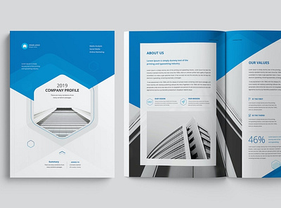 Company Profile abstract blue brochure business company company profile corporate design element graphic indesign template infographic portfolio profile shape template trend trendy web website