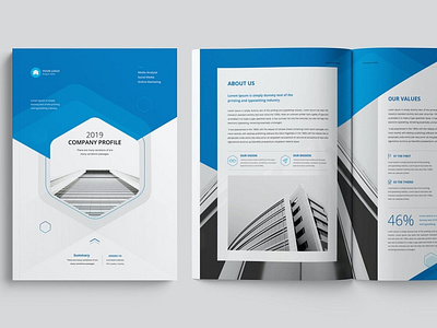 Company Profile abstract blue brochure business company company profile corporate design element graphic indesign template infographic portfolio profile shape template trend trendy web website