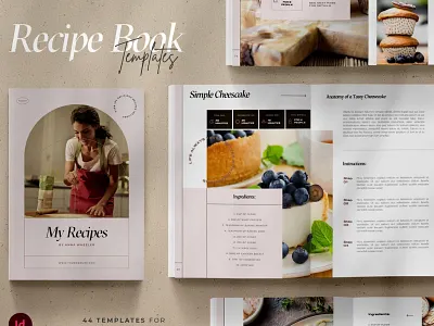 Recipe Cookbook Templates for Indesig baking blogger branding brochure chef clean cookbook cooking ebook food foodie indesign kitchen magazine recipe recipe cookbook recipe cookbook templates recipes restaurant template