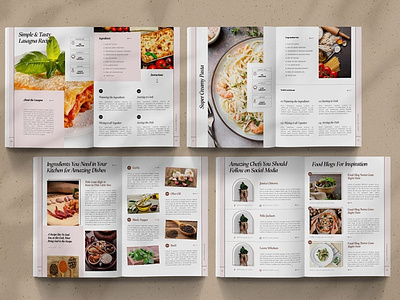 Cookbook Magazine Layout Design and Recipe Book Template