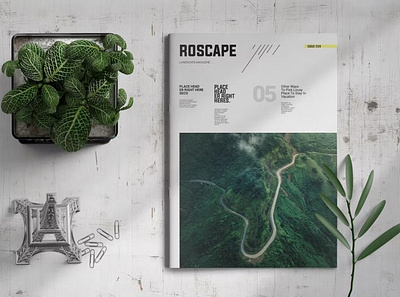 Free Roscape | Magazine Template beauty branding brochure template business clean corporate creative editable indesign magazine minimal mockups natural new print simple template ui unique