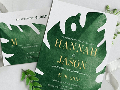 Free Elegant Tropical Wedding Suite card card design card template design floral gold invitation invitations invite leaf print print template save the date tropical wedding wedding invitation wedding invitations wedding suite wedding template wedding templates