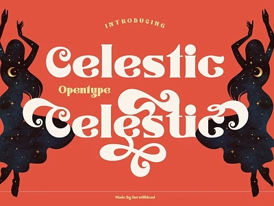 Celestic Typography Font 60s bohemian branding calligraphy design display font display fonts elegant font graphic design hipster logo luxury fonts modern calligraphy modern font modern fonts psychedelic rainbow retro stylish versatile