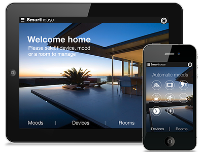 Smart House home control home page iot monitoring smart house tablet