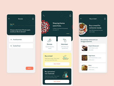 Khidmat 2020 design android app design covid19 donate food food app help ios mobile design mobile ui uidesign uiux volunteer volunteering