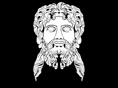 Sculpture Philosopher Face like Zeus Triton Neptune logo design human