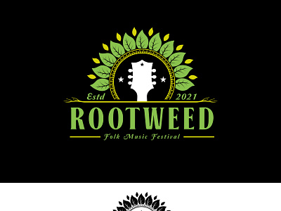Guitar Head Leaf And Root Logo For Folk Music Festival
