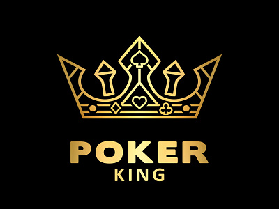 Gold King Crown For Poker Logo with Ace ace card casino company crown design glamour gold golden icon idea king logo poker prize rich royal texas vector vegas
