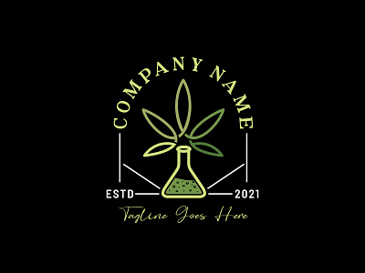 Marijuana Cannabis Leaf Hemp CBD Laboratory Glass Logo
