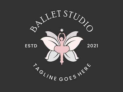 Ballet Studio Logo Design, Ballerina Dancing Vector Design