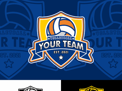 Volleyball Team Shield Badge Template Volleyball Sports badge ball competition cup design emblem football label legue logo modern sign soccer sport sporty team tournament vector volley volleyball