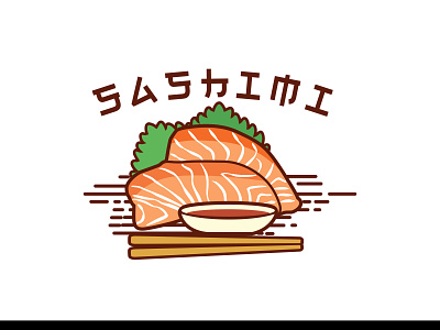 Sashimi logo, Japanese food raw meat vector