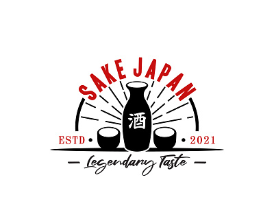 Japanese Sake Bottle Oriental Japan Beverage Symbol Logo design