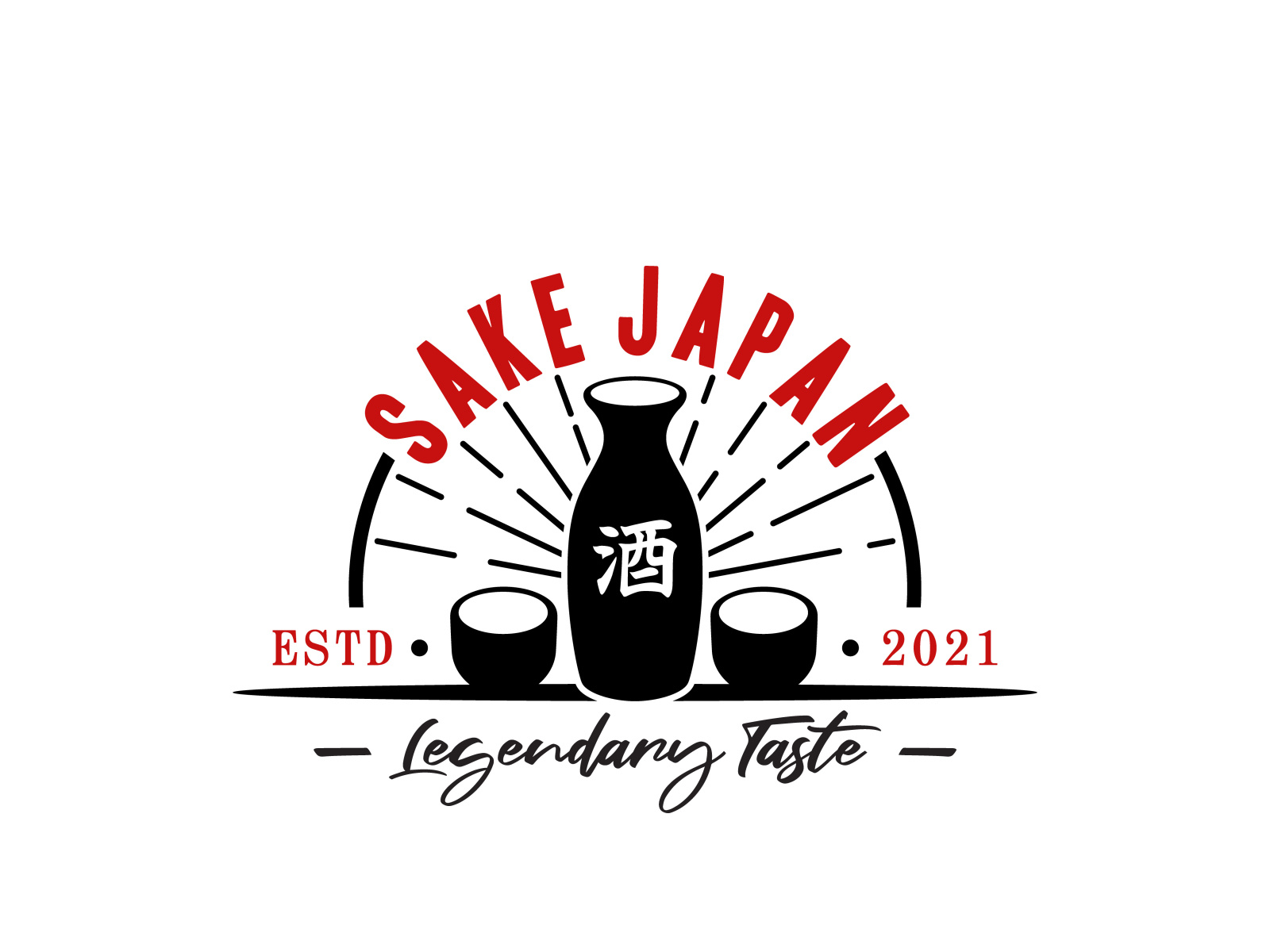 Japanese Sake Bottle Oriental Japan Beverage Symbol Logo design.