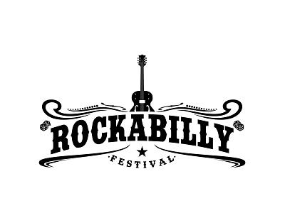Music festival logo with vintage design. classic guitar