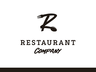 Initial Letter R with Spoon Fork for Restaurant logo design abjad brand cafe company cutlery design font food fork icon identity initial letter logo r restaurant sign spoon symbol vector